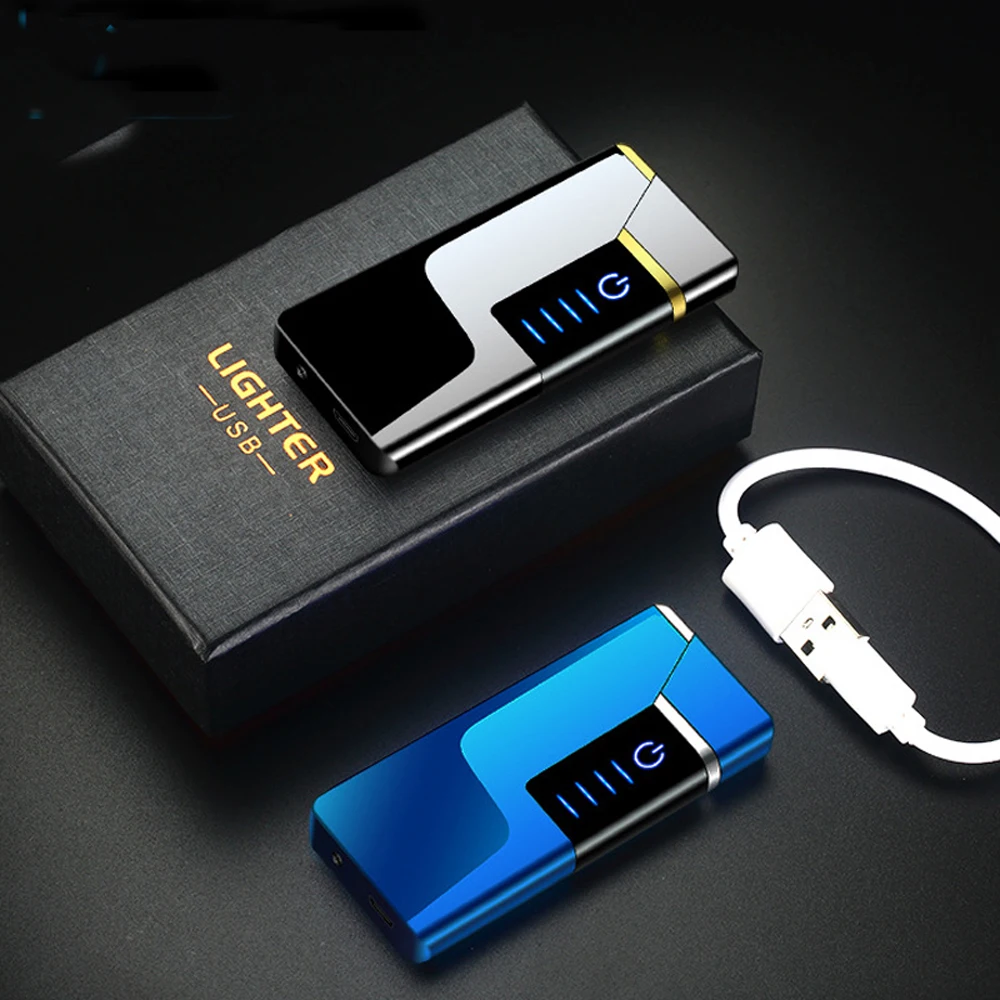 USB Touch двойная дуга Индукционная Зажигалка перезаряжаемая зарядка ветрозащитная