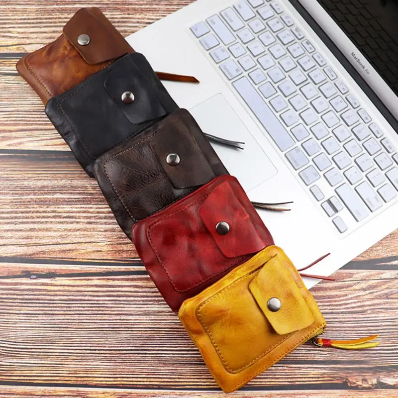 Кошелек для монет из натуральной кожи винтажные Мини кошельки на молнии чехол