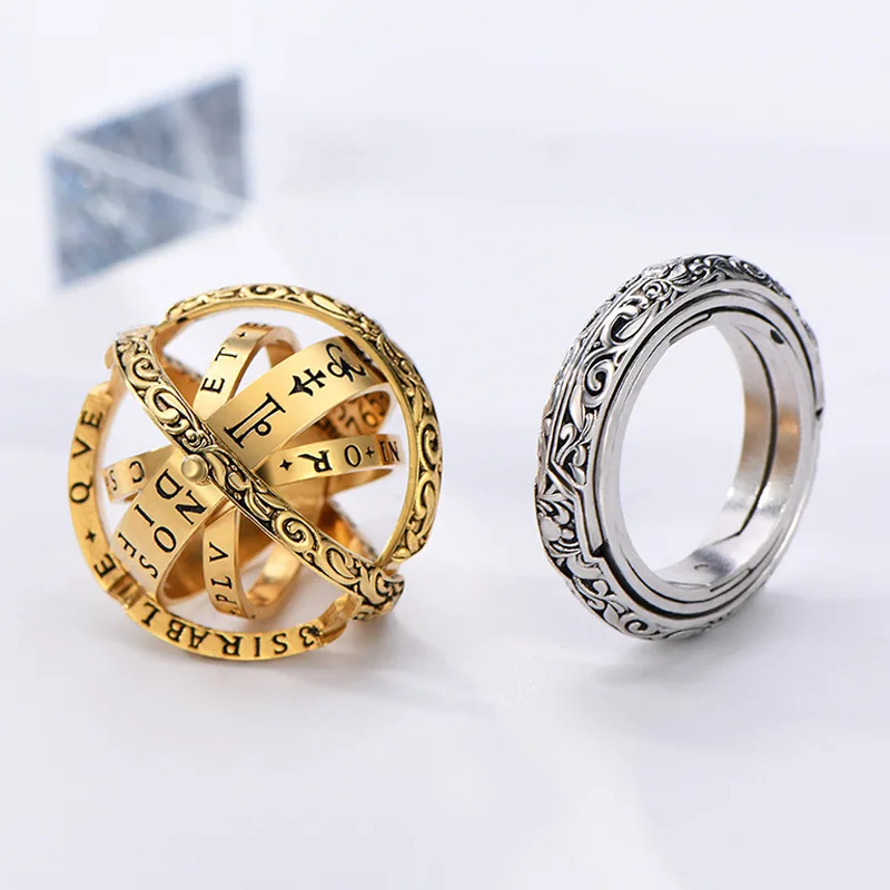 

Astronomical Ring for Men Women Metal Ball Creative Complex Rotating Cosmic Finger Mood Ring Fashion Jewelry JZ516