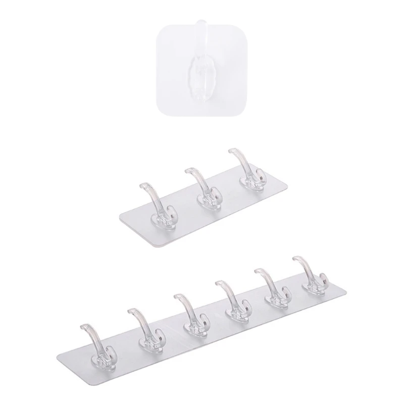 

Practical Heavy Duty Self Adhesive Hooks Traceless for Bathroom Kitchen Clear