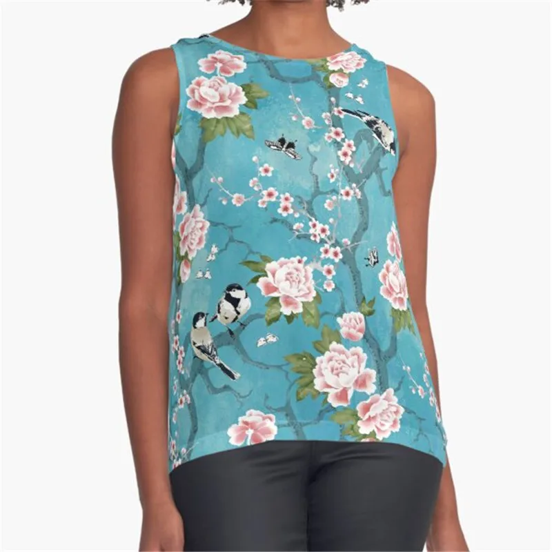 

Women Vintage Sleeveless T Shirt red Cherry Pattern Printed Summer O-neck tank tops Harajuku Pullover Vest Lady Tee Shirt tops