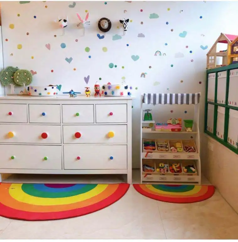 Радужный напольный коврик декор для детской комнаты милый Противоскользящий