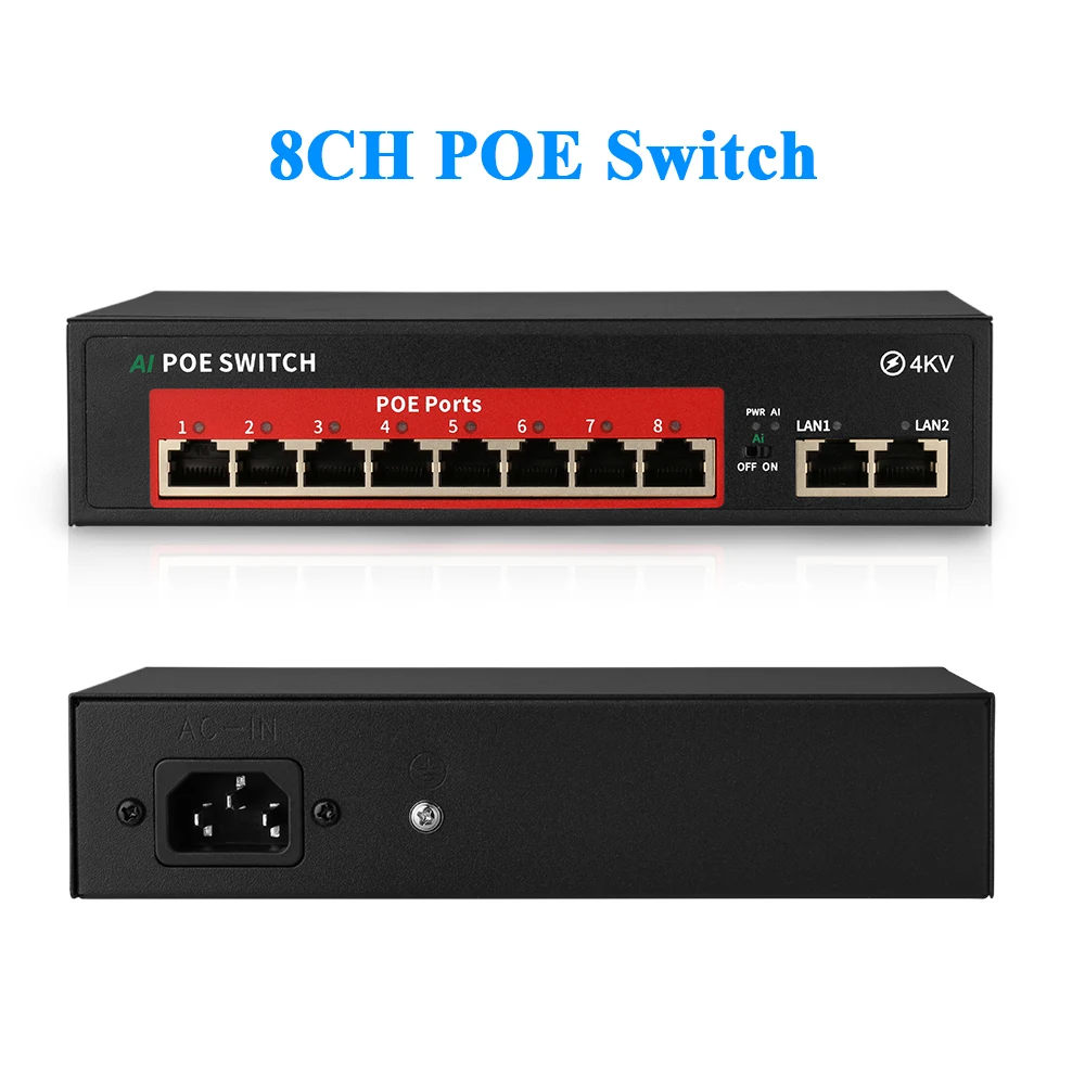 Techage 48V 4CH 8CH сетевой коммутатор питания через Ethernet с 10/100 Мбит/с IEEE 802 3 af/at Over для IP