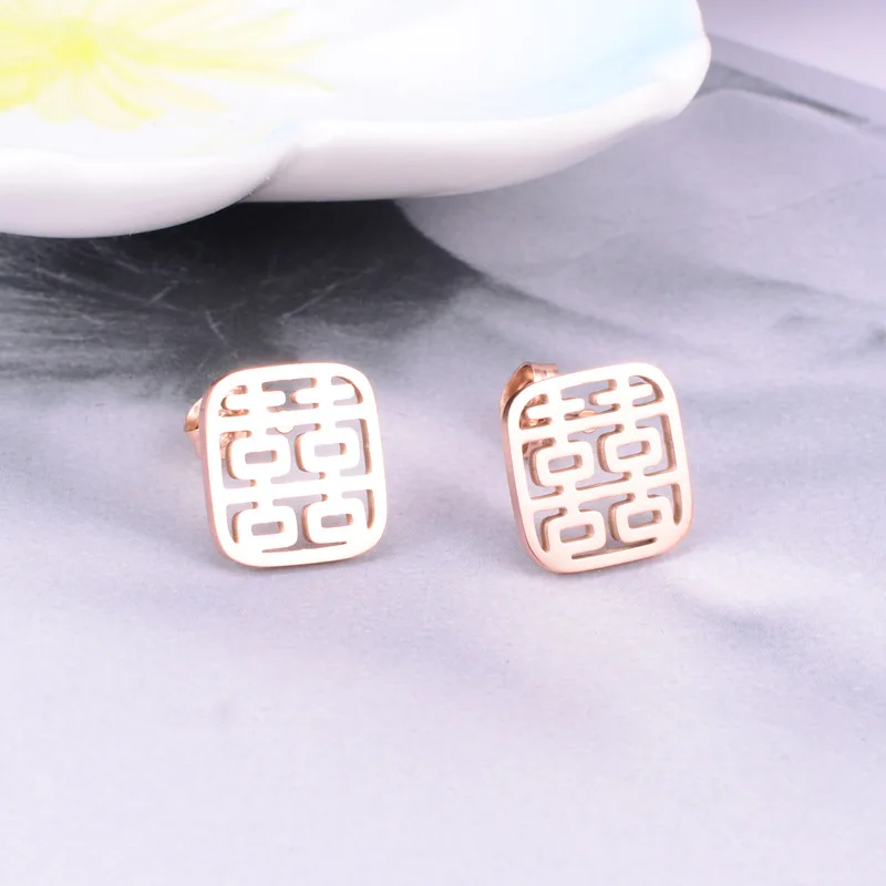 E07 серьги-гвоздики в китайском стиле для костюма Xi полые квадратные серьги с