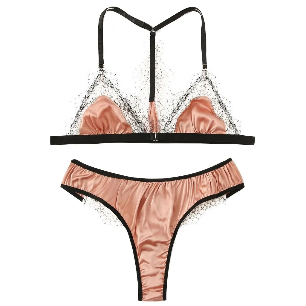 

Sexy Lingerie Set Women Lace Silk Bra Set Underwear Lingerie Set Nightwear Bra And Panty Sets Wireless Pajamas Underwear Z0512