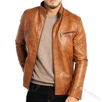 fashion 2021 mens pu leather jacket mens youth stand collar punk mens motorcycle leather jacket men chaqueta de los hombres
