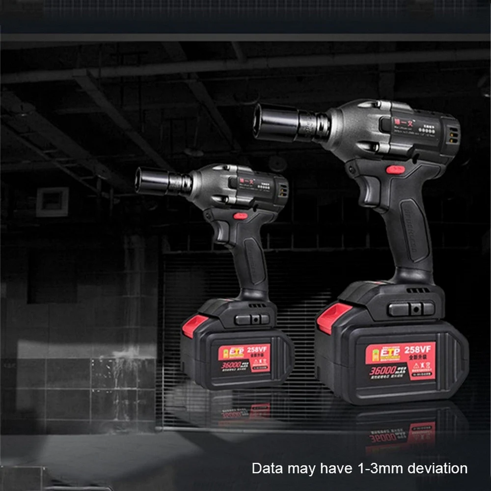 480 Nm 5/8 mm Electric Powerful Impact Wrench Rechargeable-Lithium LED Lighting Variable Speed Trigger Brushless Motor Wrench