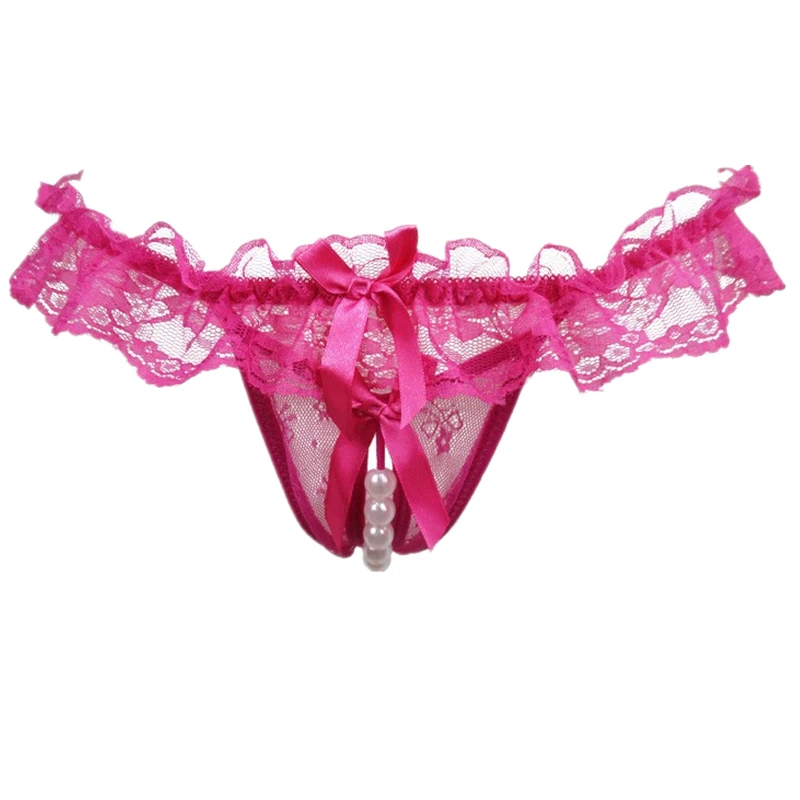 Женские жемчужные трусики с открытой промежностью вибрационные стринги