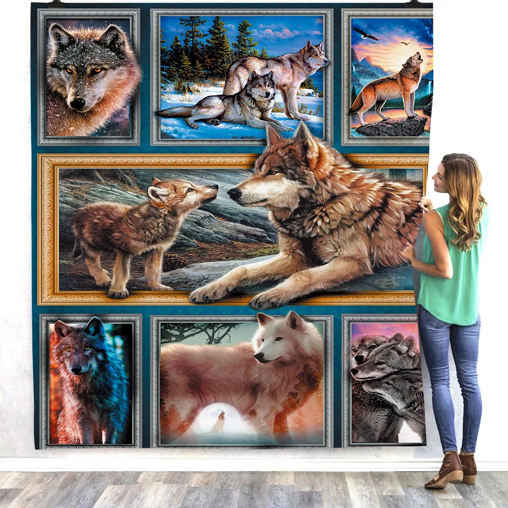

Wolf 3D Printed fleece blanket Beds Hiking Picnic Thick Fashionable Bedspread Sherpa Throw Blanket Drop Shipping 03