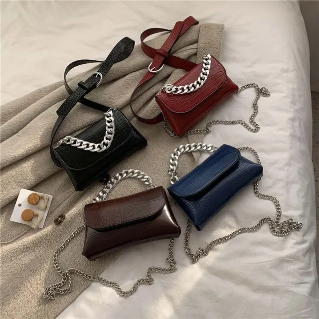 

Women PU Messenger Bag Crocodile pattern Waist Bags brand Designer Chain tote Female Shoulder Belt Bag Cell phone Money pocket