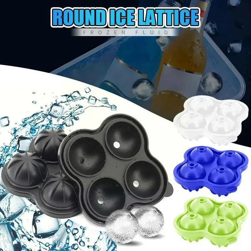 

Silicone Ice Hockey Mold With 4 Round Ball Ice Trays, 4 Silicone Ice Mold Cold With Special For Summer Drinks Mold Holes, H P5Z3