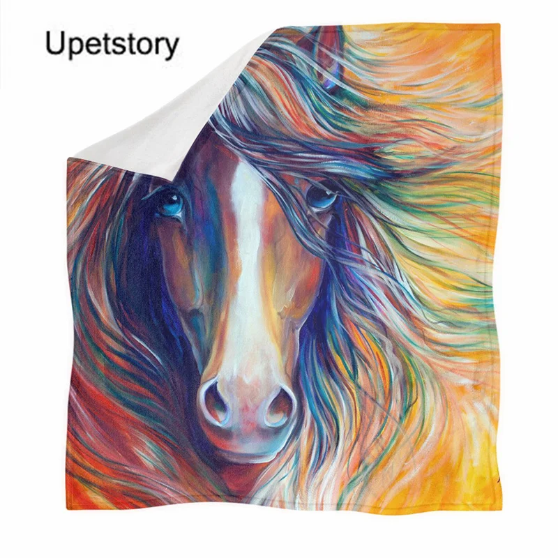

Upetstory удобное Флисовое одеяло для взрослых женщин шерпа плюшевая лошадь Печать теплое одеяло s пледы домашнее постельное одеяло светильник ...