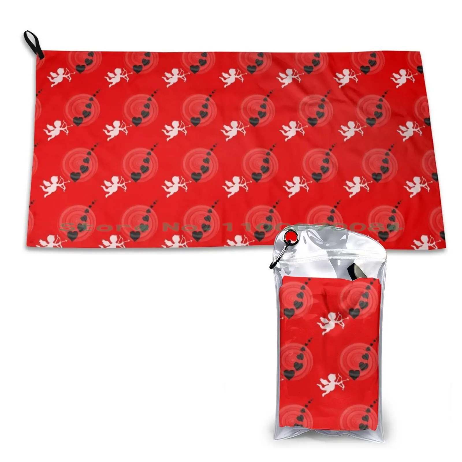 

Cherubs And Hearts Quick Dry Towel Gym Sports Bath Portable White Anchor On Blue Background Red And White Life Preserver