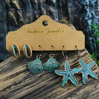 fashion new womens earrings set tassel shell starfish earrings for women bohemian fashion jewelry geometric hoop earings