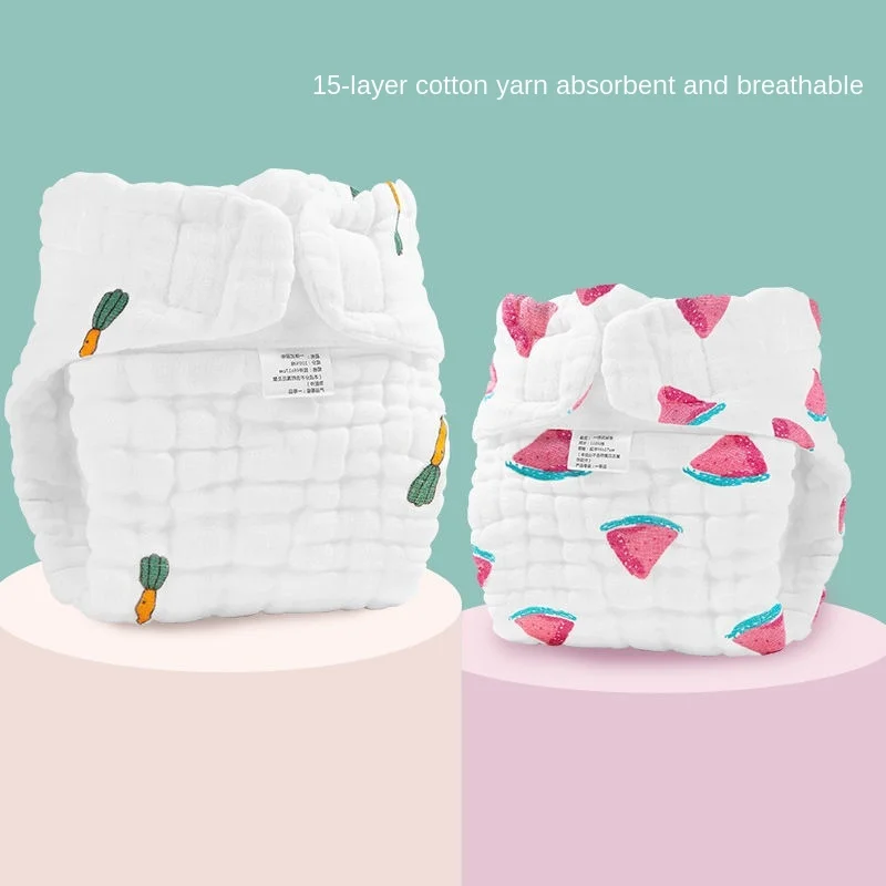 Pa&ntilde;al de algod&oacute;n puro de 12 capas para reci&eacute;n nacido, ropa interior de tela para beb&eacute; de 0 a 12 meses, reutilizable, pantalones de entrenamiento para ni&ntilde;os-0