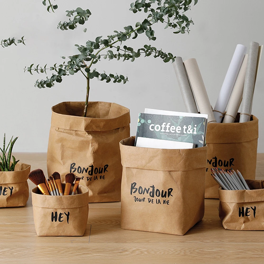 Сумка для хранения из крафт-бумаги Современная мини-сумка-Органайзер вазы