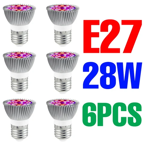 Светодиодная фитолампа E27, 220 В, полный спектр