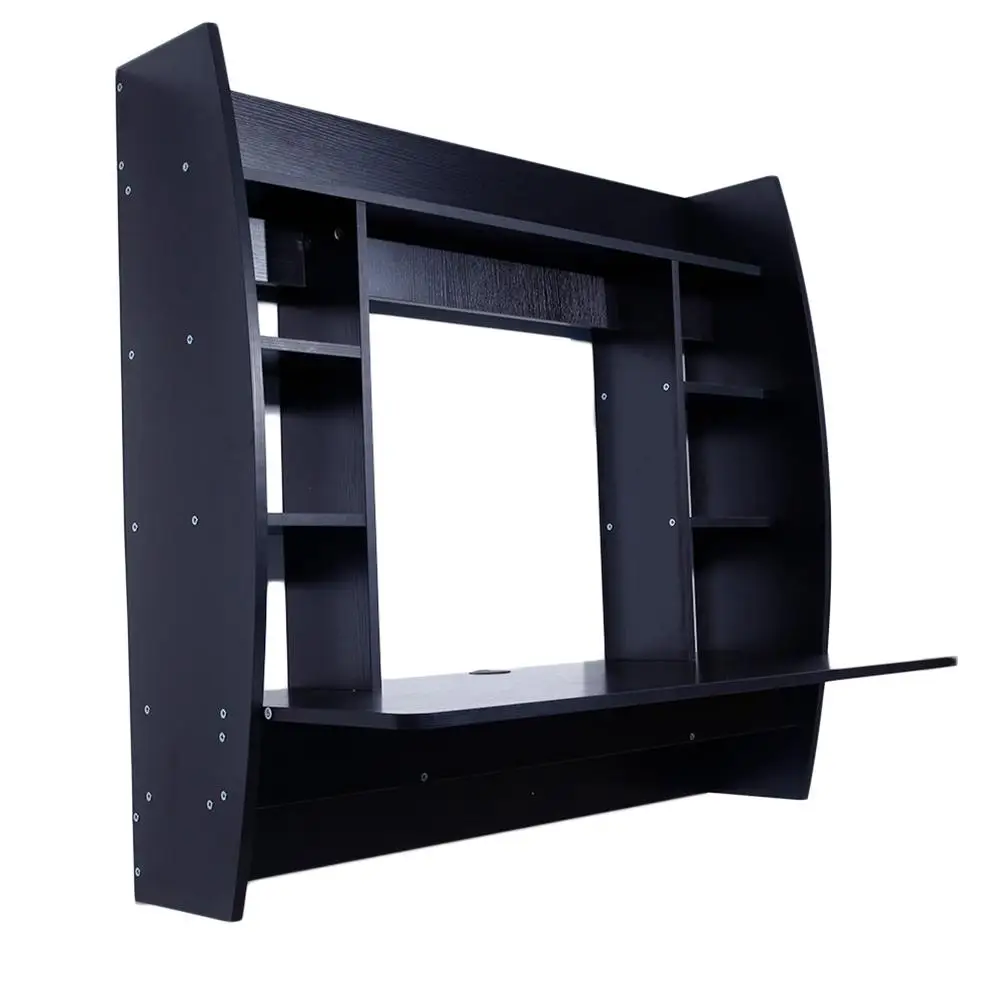 

15mm Exquisite Room-saving Wall Mounted Built-up Computer Desk Black Color