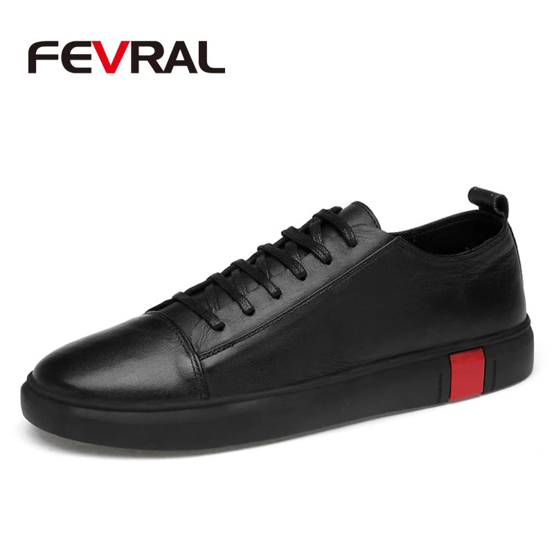 01 Black FEVRAL/Новинка; сезон весна-осень; Мужская обувь; дышащая мужская повседневная обувь; Модная низкая Обувь На Шнуровке; обувь на плоской подошве; zapatillas hombre; размера плюс 38-46 - Цвет: 01 Black