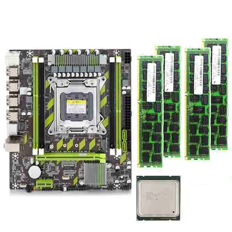 X79G материнская плата LGA2011 мини блок питания ATX комбо E5 2620 V2 Процессор 4 шт х 4GB = 16 Гб