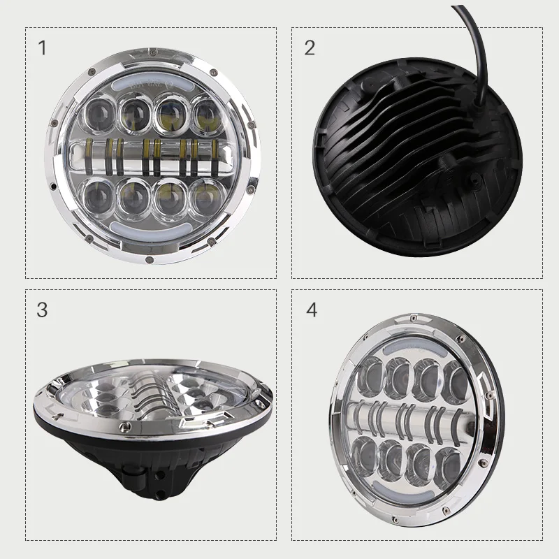 7-дюймовая круглая лампа для фар мотоцикла 80 Вт дальнего/ближнего света