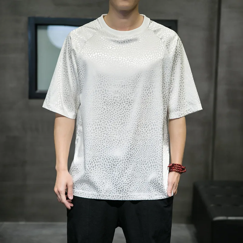 

2021 summer new style Chinese style ice silk leopard print plus size short-sleeved T-shirt Japanese casual round neck fashion