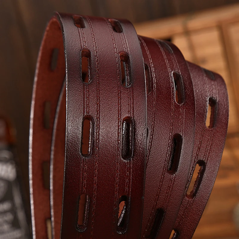 

High Quality Genuine Leather Belts for Men Brand Strap Male Double Pin Buckle Fancy Vintage Jeans Cowboy Cintos