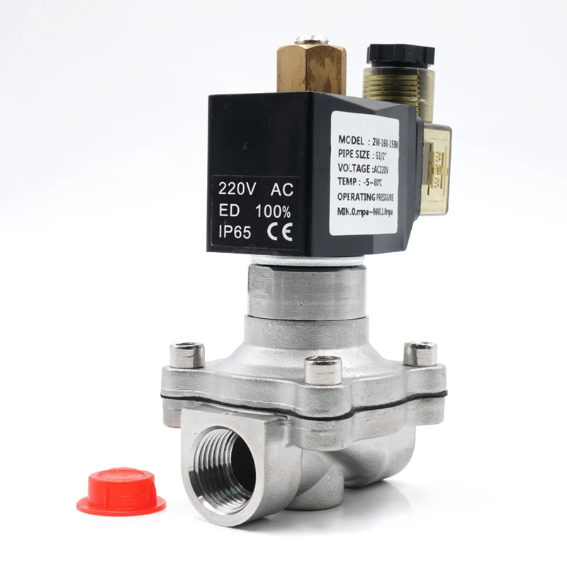 Соленоидный клапан из нержавеющей стали 304 нормально открытый AC220V DC12V DC24V IP65