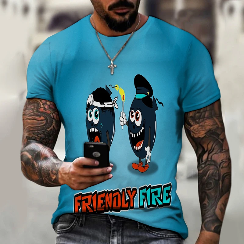 

Fashion 3D Cartoon Printed O-neck T-shirt Lightweight Breathable Men's Tshirt Summer New Outdoor Sports Tops DX05