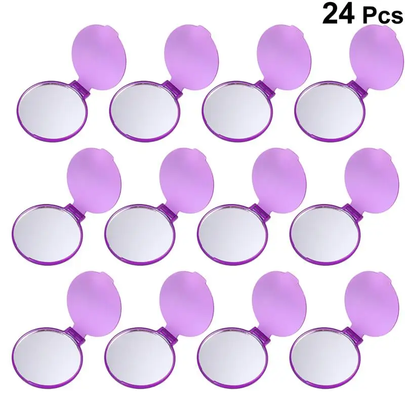 

24pcs Portable Makeup Mirrors Mini Folding Mirrors Christmas Gift Pocket Mirrors Round Cosmetic Mirrors Simple Makeup Mirror