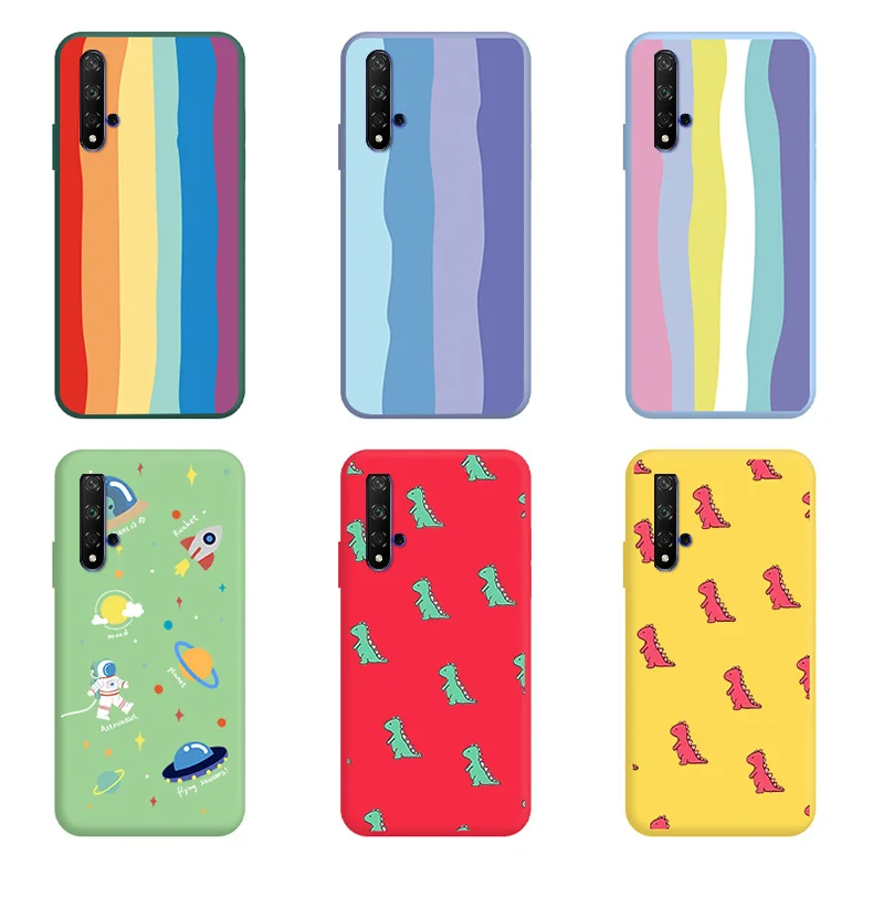 

Case For Huawei Honor 20 Pro Lite Soft Silicone TPU Cartoon Painted Flower Bumper Coque Cute Dinosaur Pattern Phone Cover