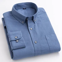 100 cotton oxford solid blue mens shirts male pocket smart casual long sleeve shirt for men button slim fit camisa social shirt