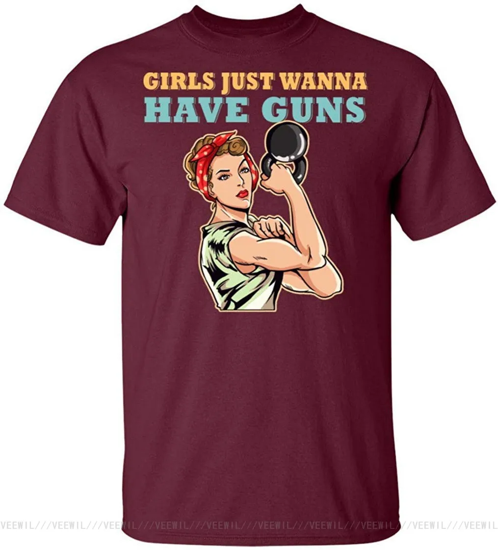 

Girls Just Wanna Have Guns T Shirt Men Women Girls Women Lady Fitness Workout Guns Be Strong TEE Shirt Full-figured