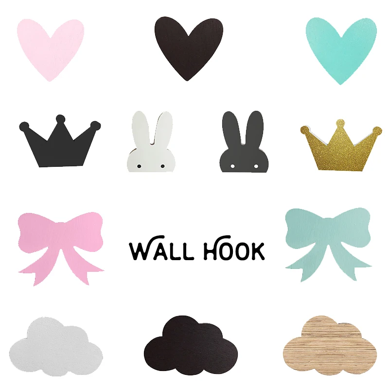 Деревянный милый узор для детской комнаты крючок настенные украшения дома