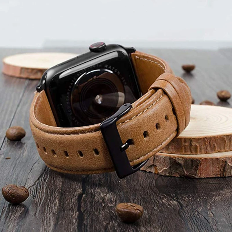 Ремешок из натуральной кожи для Apple Watch band 44 мм 40 42 38 браслет Iwatch Series 5 4 3 2 1|Ремешки