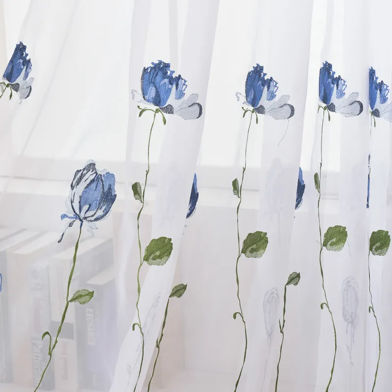 Занавески для спальни с вышитыми цветами из натурального хлопка и льна | Дом сад