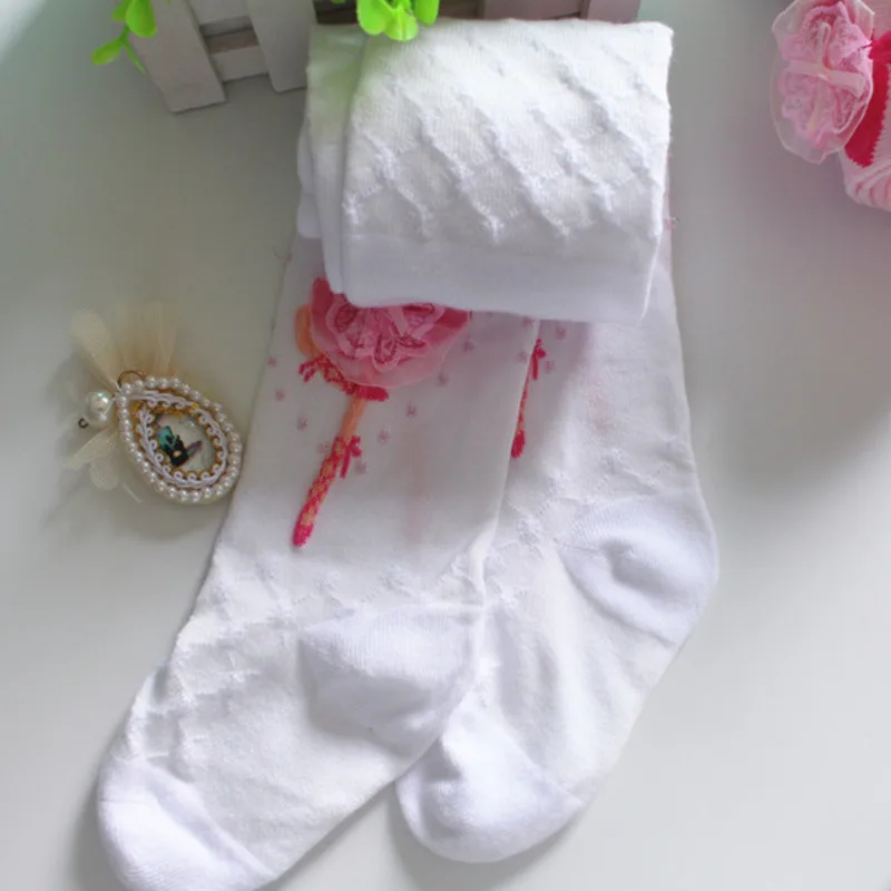White ballet Новинка года; зимние колготки с 3D рисунком собаки для девочек; хлопковые детские чулки; колготки на застежках; танцевальные колготки; модные чулки - Цвет: White ballet