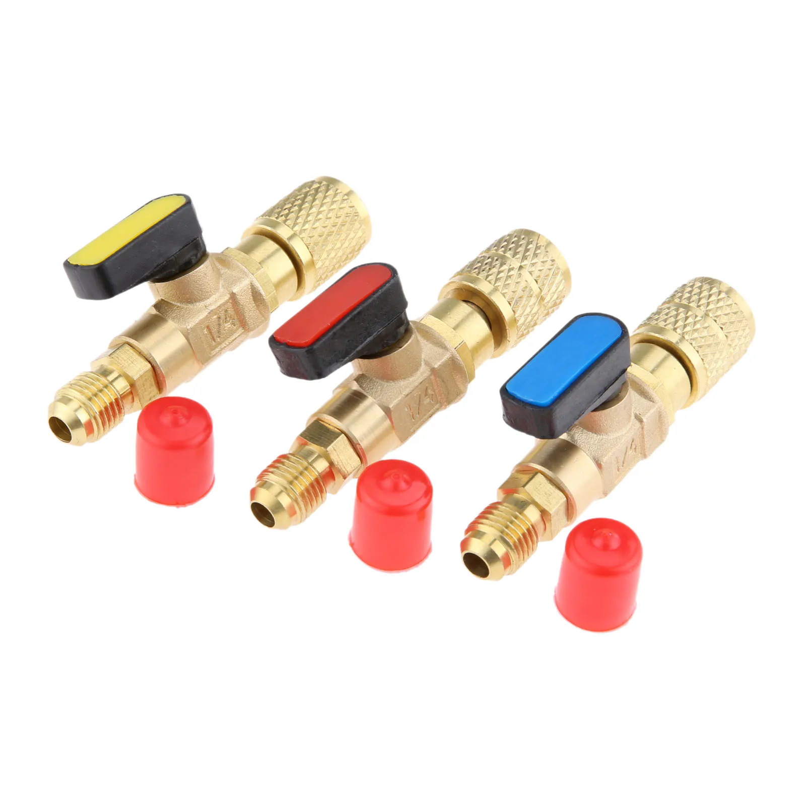 Yetaha 3 шт. прямой и ручной запорный клапан 1/4 &quotSAE Male 5/16&quot SAE Female для R22 R12 R410a