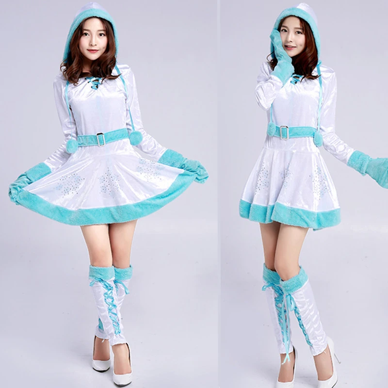 

Christmas Theme Cosplay Clothing Adult Girls COS Apparel Snowman Suit White Dress Suit Prom Carnival Party Halloween