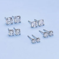 lo paulina 2021 new s925 4 prong round cubic zircon stud earrings for women or men gifts joyas bijoux fine jewelry