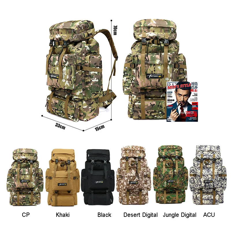 

70L Large Capacity Tactical Bag Military Backpack Men Outdoor Sport Mountaineering Hiking Bags Rucksack Army Travel Backpack