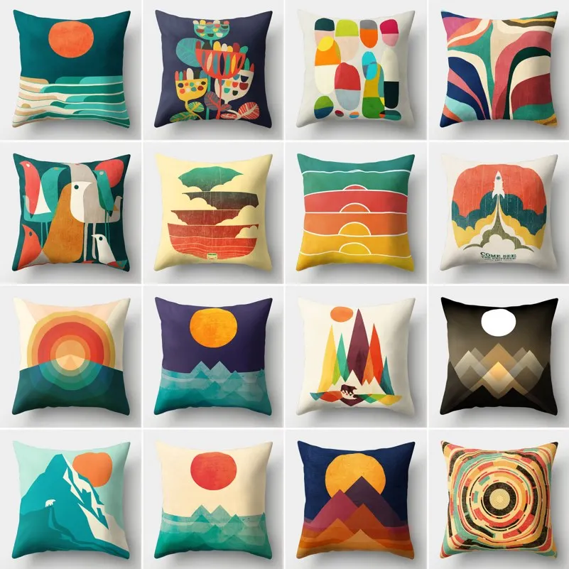 

Colorful Painting Abstract 45*45cm Cushion Cover Polyester Throw Pillow Car Home Decoration Sofa Chair Bed Decorative Pillowcase