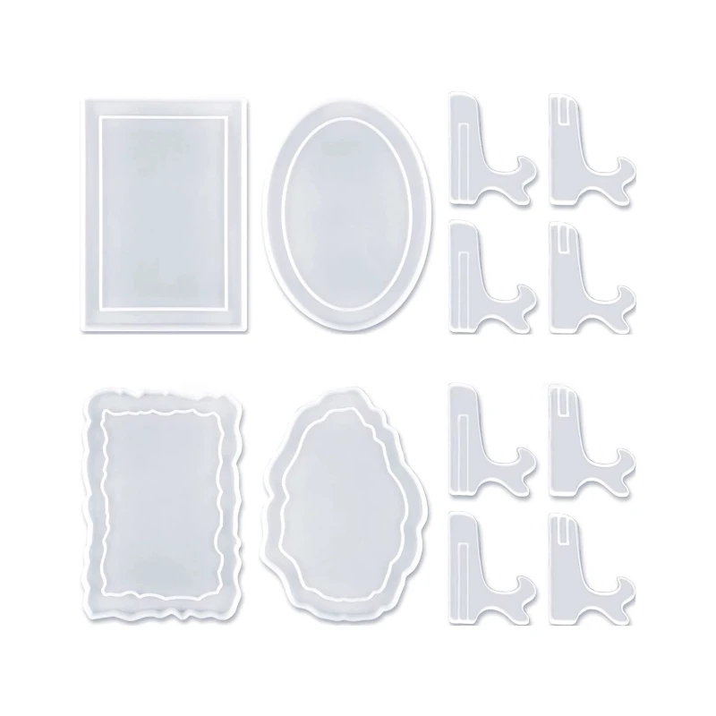 

Picture Frame Molds with Stand Holder Rectangle & Oval Epoxy Molds for Resin Cas T21F