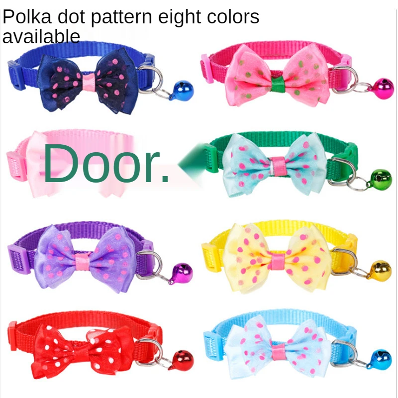 

Pet Bowknot Cat Collar Dog Leash Korean Creative Cat Bell Collar
