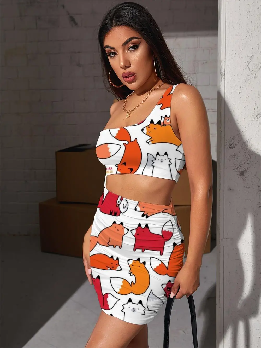 Женское платье без рукавов KYKU летнее винтажное с 3D-принтом лисы и лямкой на шее -