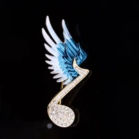 trendy alloy enamel blue wing note brooch temperament unisex pin brooches on clothes corsage womens accessories christmas gift