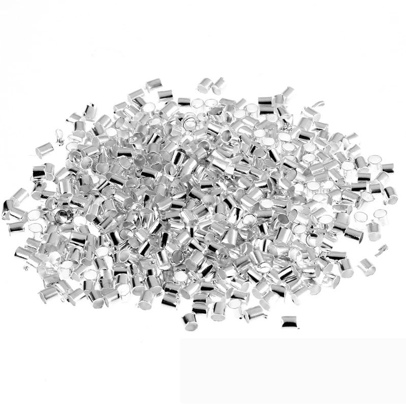 

2Mm Silver Plated Tube Crimp Beads About 500Pcs