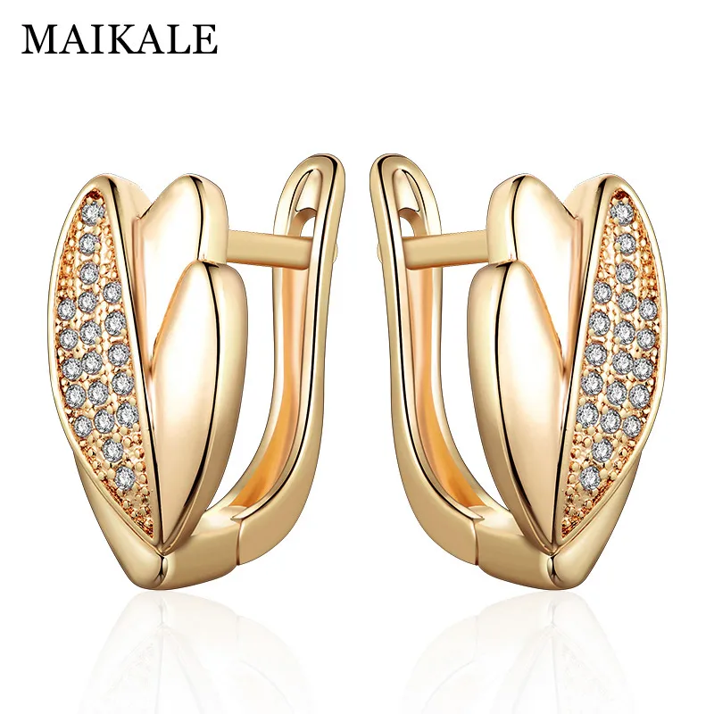 Женские золотые серьги гвоздики MAIKALE роскошные гипоаллергенные медные клипсы в