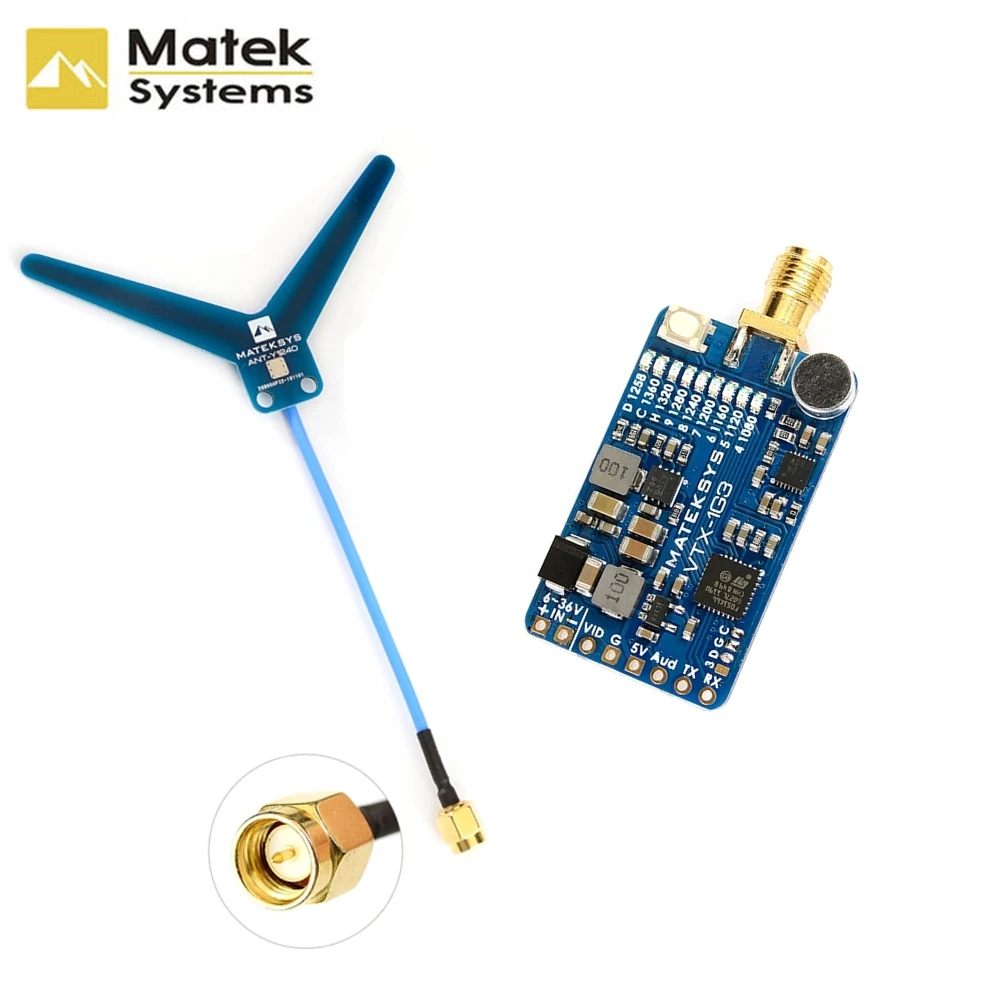 Matek System-VRX-1G3-V2 Mateksys, 1,3 GHz, FPV, vídeo, 2CH, 9CH, transmisor, 9CH, receptor de banda Wid, RC, gafas de largo alcance