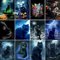 gatyztory frame diy painting by number kits for adults black cat animals picture by number acrylic canvas by numbers home decors